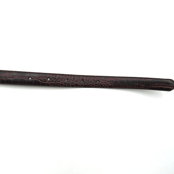 Ralph Lauren Belt Size Large Reversible Burgundy‎ Faux Crocodile Copper Metallic - Picture 5 of 6